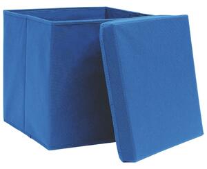 Cutii depozitare cu capac, 10 buc., albastru, 28x28x28 cm