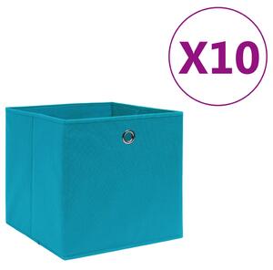 Cutii depozitare, 10 buc., bleu, 28x28x28 cm, material nețesut