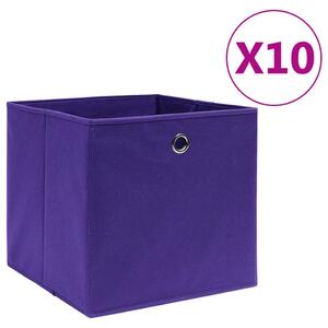 Cutii de depozitare 10 buc. violet 28x28x28 cm material nețesut
