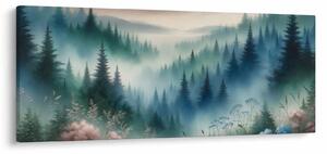 Tablou - Peisaj forestier cu ceață (120x50 cm)