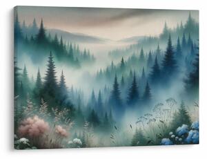 Tablou - Peisaj forestier cu ceață (70x50 cm)