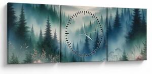 Tablou - Peisaj forestier cu ceață (cu ceas) (90x30 cm)