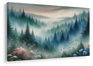 Tablou - Peisaj forestier cu ceață (90x60 cm)
