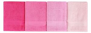 Set 4 prosoape de baie 801, roz, bumbac 100%, 70x140 cm