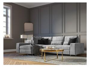Colțar extensibil cu tapițerie de catifea și șezlong pe partea stângă Windsor & Co Sofas Diane, gri