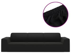 Husă elastică pentru canapea cu 4 locuri poliester jersey negru