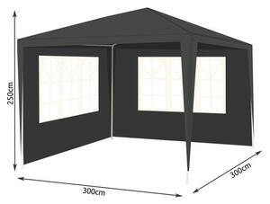 Pavilion metalic 3x3x2,5 acoperis polietilenic gri 100 gmp cu 2 pereti laterali, Gri