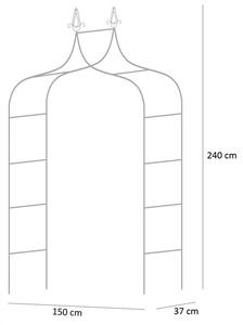 Pergola de gradina, arcada metalica ascutita, 150x37x240 cm