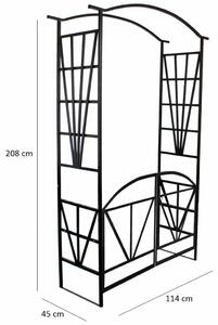 Pergola de gradina, arcada metalica, cu usa, 114x45x208 cm