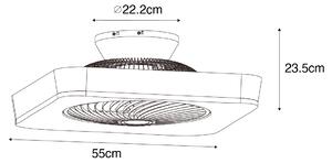 Ventilator de tavan inteligent pătrat negru cu LED reglabil - Climo