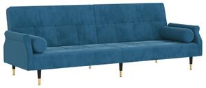 Canapea extensibilă cu perne, albastru, catifea