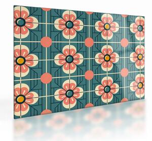 Tablou pe sticlă - Model retro cu flori (70x50 cm)