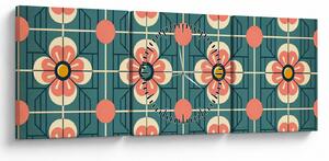 Tablou - Model retro cu flori (cu ceas) (90x30 cm)