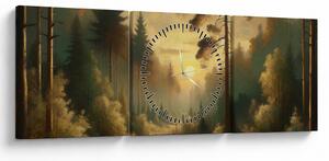 Tablou - Soare strălucind prin pădure (cu ceas) (90x30 cm)