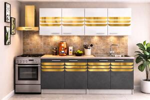Bucatarie Dubai 180 cm Gri Alb Ornament Gold