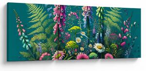 Tablou - Flori de câmp (cu ceas) (90x30 cm)