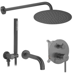 Rea Lungo set cadă și duș ascuns cu duș de ploaie grafit REA-P6380