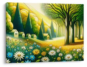 Tablou - Sat în galben-verde (70x50 cm)