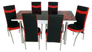 Set masă extensibilă Amaryllis Negru Roșu cu 6 scaune negru roșu