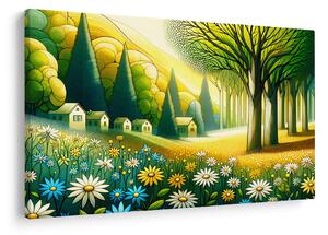 Tablou - Sat în galben-verde (90x60 cm)