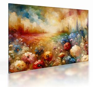Tablou pe sticlă - Pajiște colorată (70x50 cm)