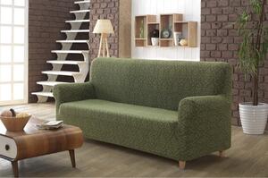 Husa elastica pentru canapea 3 locuri, fara volanas cu model Jacquard Verde
