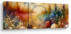 Tablou - Pajiște colorată (cu ceas) (90x30 cm)
