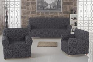 Set huse elastice pentru canapea 3 Locuri si 2 fotolii, fara volanas, model Jacquard Cenusiu