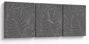 Tablou - Frunze de palmier gri (cu ceas) (90x30 cm)