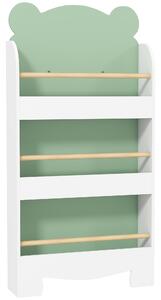 AIYAPLAY Bibliotecă Copii 3 Rafturi în Formă de Ursuleț 55x15x110 cm, Verde | Aosom Romania