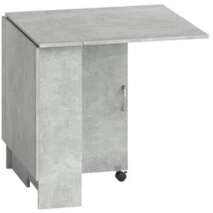 HOMCOM Masă Pliabilă din Lemn cu Roți, pentru 4-6 Persoane, 75x140x75 cm, Gri | Aosom Romania