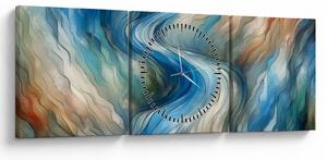 Tablou - Curent abstract (cu ceas) (90x30 cm)