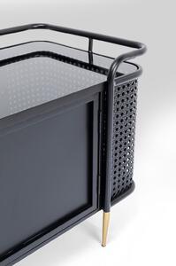 Comoda TV din otel negru cu blat de sticla Fence 160x48 cm