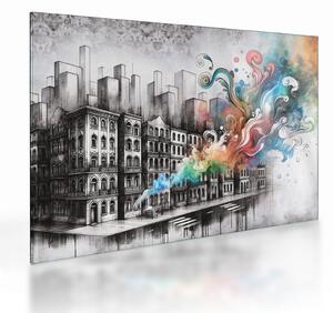 Tablou pe sticlă - Viața industrială (70x50 cm)
