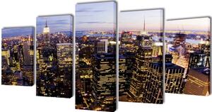 Set tablouri pânză cu vedere panoramică orizont New York, 200 x 100 cm