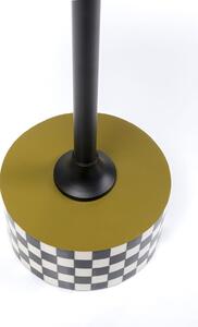 Masuta auxiliara maslin MDF si otel Domero Checkers Ø25x50 cm