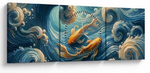 Tablou - Pești aurii (cu ceas) (90x30 cm)