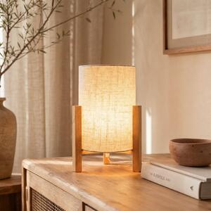 Näve Lampă de masă 3193, lemn, material textil din in, înălțime 32cm, Lemn, Camera de zi / sufragerie, Lemn, Scandinavă, Tripod