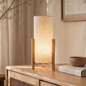 Näve Lampă de masă 3193, lemn, material textil din in, înălțime 52cm, Lemn, Camera de zi / sufragerie, Lemn, Scandinavă, Tripod