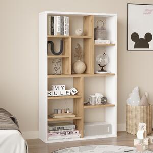 Biblioteca Boteca, Pako World, 10 locuri, Alb-Natural, 75x22x123 cm