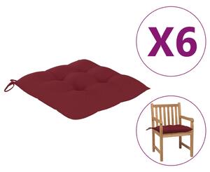 Perne de scaun, 6 buc., roșu vin, 50 x 50 x 7 cm, textil
