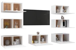 Dulapuri TV, 7 buc., alb, 30,5x30x60 cm, lemn prelucrat