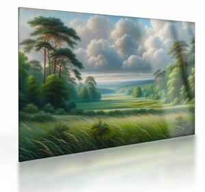 Tablou pe sticlă - Peisaj verde (70x50 cm)