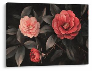 Tablou - Flori roșii pe fundal întunecat (70x50 cm)
