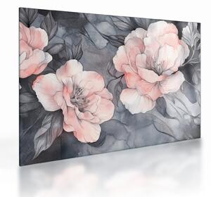 Tablou pe sticlă - Schiță de flori (70x50 cm)