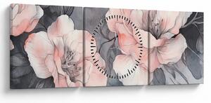 Tablou - Schiță de flori (cu ceas) (90x30 cm)