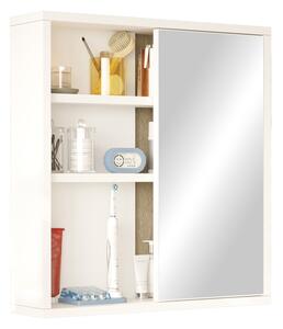 Dulap pentru baie cu oglinda Bagno, Pako World, Alb, 60x14x63 cm