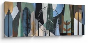 Tablou - Abstracție geometrică naturală II. (cu ceas) (90x30 cm)