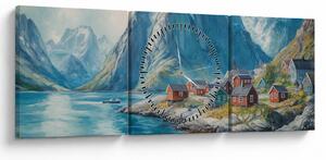 Tablou - Sat norvegian (cu ceas) (90x30 cm)