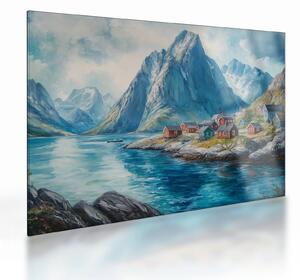 Tablou pe sticlă - Sat norvegian (70x50 cm)